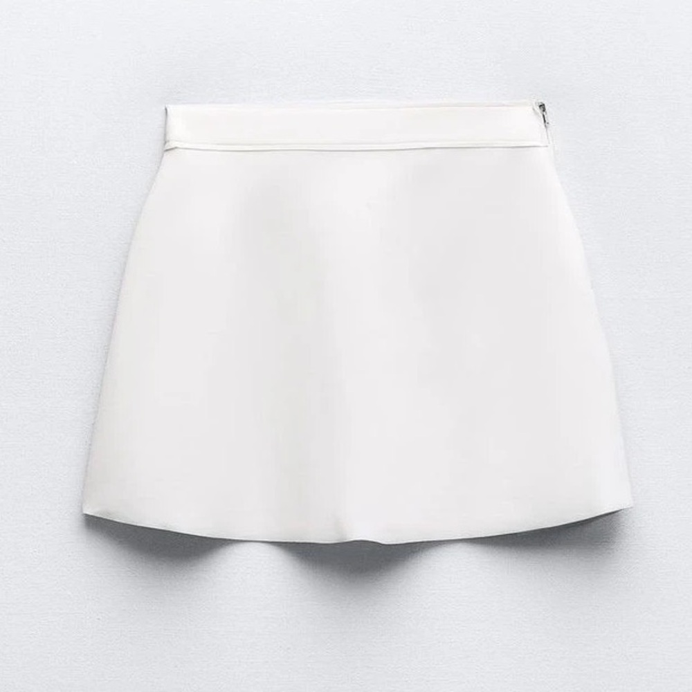 New ZARA OYSTER WHITE MINI SKIRT